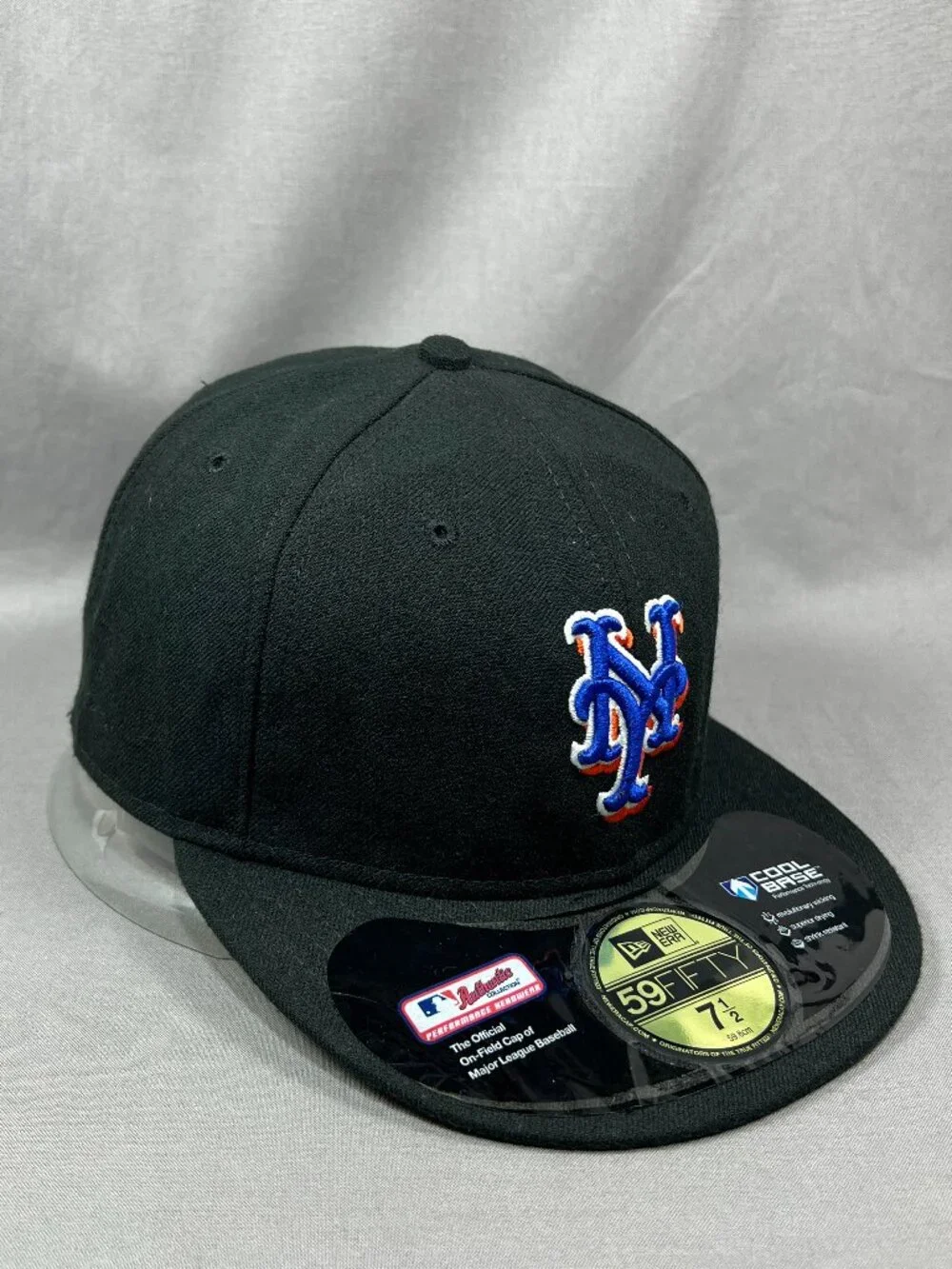 New York Mets New Era 59fifty Hat Fitted 7 1/2 Alternate Black On Field Cap Mens
